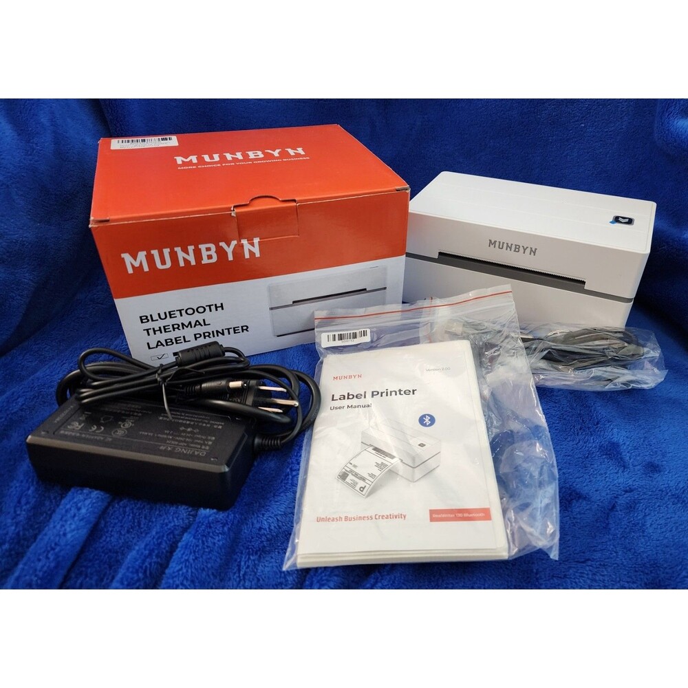 MUNBYN 130B (Bluetooth & USB) Thermal Label Printer W/Original Box